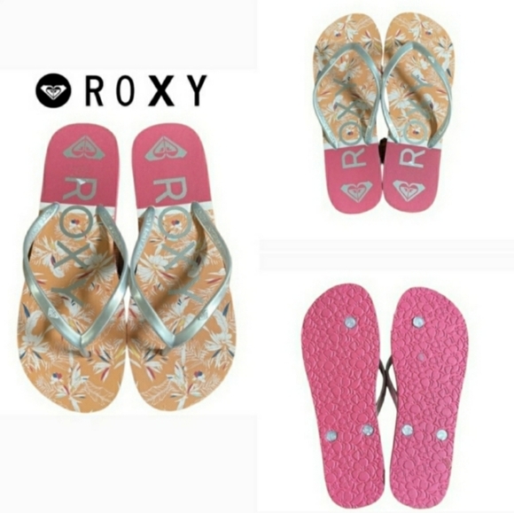 ROXY Melon III Floral flip-flops Size 6 Nwt - Picture 1 of 6